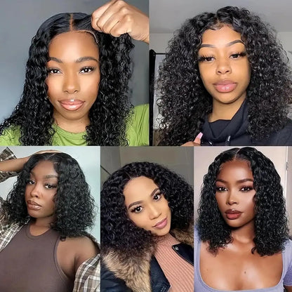 Short Curly Bob Wigs Human Hair 180% Glueless Brazilian Closure Frontal Wigs Without Glue Pre Cut Lace Wigs For Women On Sale