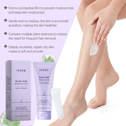 OUHOE Body Hair Removal Cream Gentle Painless Long-Lasting Smoothness Nourish Moisturize Convenient Efficient Aloe Vera Soothing