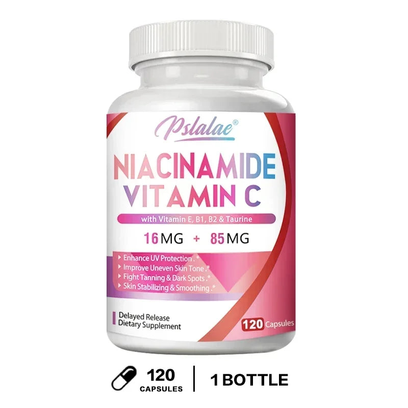 Niacinamide Vitamin C - Supports Skin Cell and Brain Health, Skin Repair, Boosts Metabolism and Nerve Function Supplement