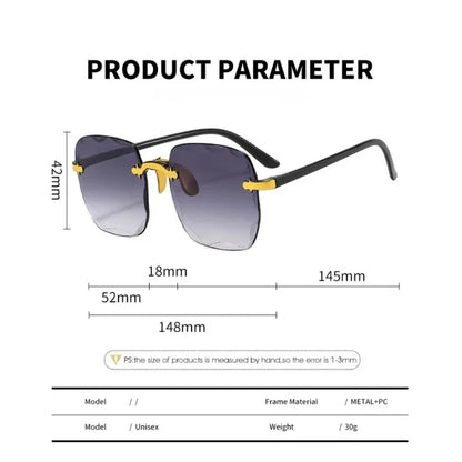 Square Rimless Women Sunglasses Fashion Gradient Lenses Sun Glasses Lady Vintage Classic Designer Shades UV400 Gafas De Sol