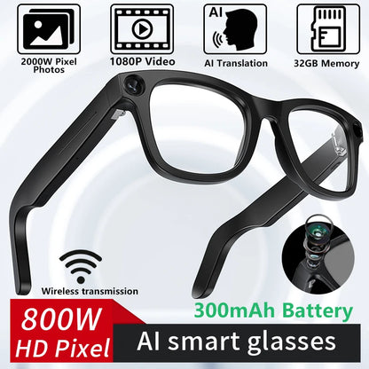 LIGE New 800W Pixels Camera AI smart glasses 32GB Memory 1080P Video Shoot Wireless Transmission AI Translation Smart Sunglasses