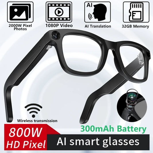 LIGE New 800W Pixels Camera AI smart glasses 32GB Memory 1080P Video Shoot Wireless Transmission AI Translation Smart Sunglasses