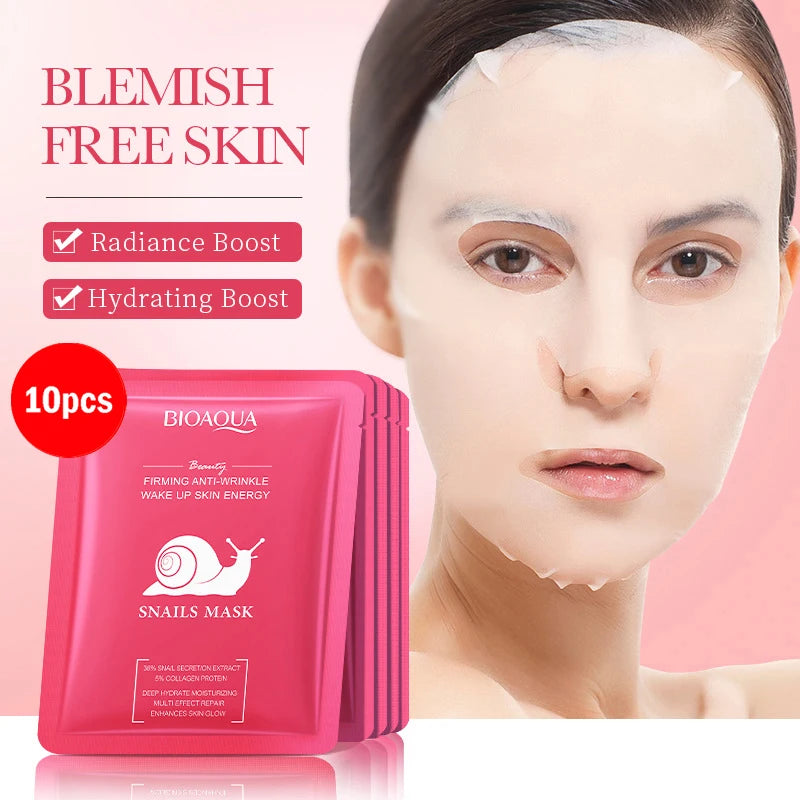 5/10pcs BIOAQUA Snail Hyaluronic Acid Retinol Face Mask skincare Moisturizing Hydrating Firming Facial Masks for Face Skin Care