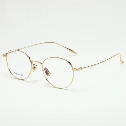 MOMOJA Round Retro Glasses Fashion Ultra Light Pure Titanium Spectacle  Frame New Men's and Women's Prescription Glasses TI0032