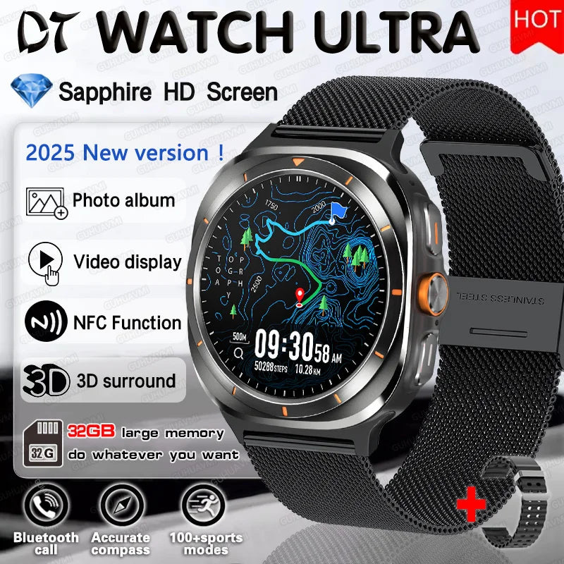 2025 Ultra 7 Smart Watch 32G Memory Video Play GPS NFC AMOLED Fitness Sport Waterproof Bluetooth call High-end Fashion Watches