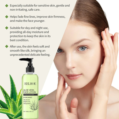 EELHOE Aloe Vera Moisturizing Face Lightening Lotions Smooth Glow Gloss Hydrator Rejuvenation Dry Skin Lotion for Face Nourish