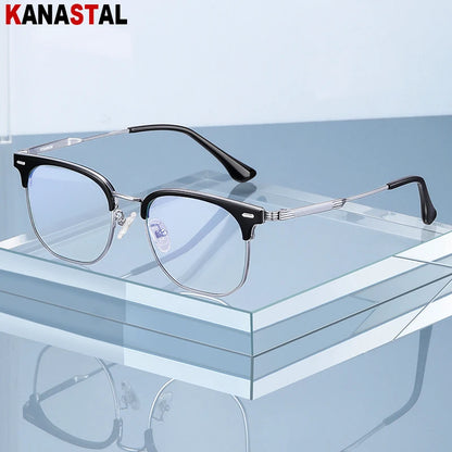 Women Titanium Eyeglasses Frame Men Blue Light Blocking Glasses Literary Square Computer Goggles Anti Rays Optics Eyewear Frame