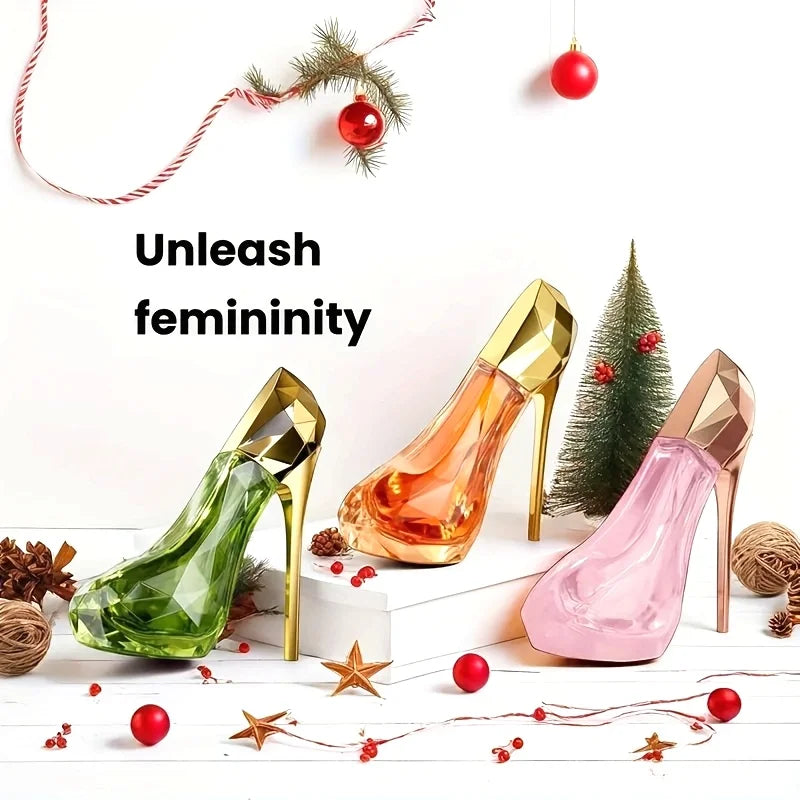 High heels women's perfume 3 pieces three-color high heels release women's charm romantic grass flower perfume, gift perfume for