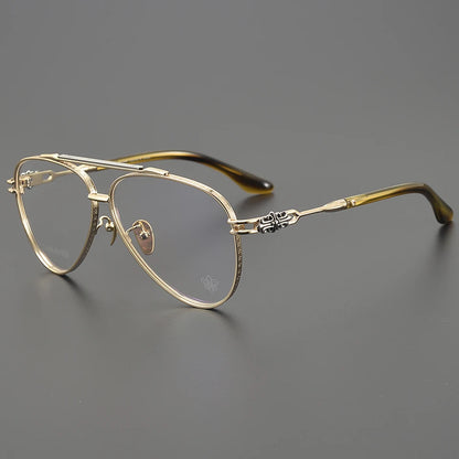 New Fashionable Large Frame Pilot Eyeglasses Frame Titanium Luxury Men's and Women's High Quality Optical Prescription Glasses