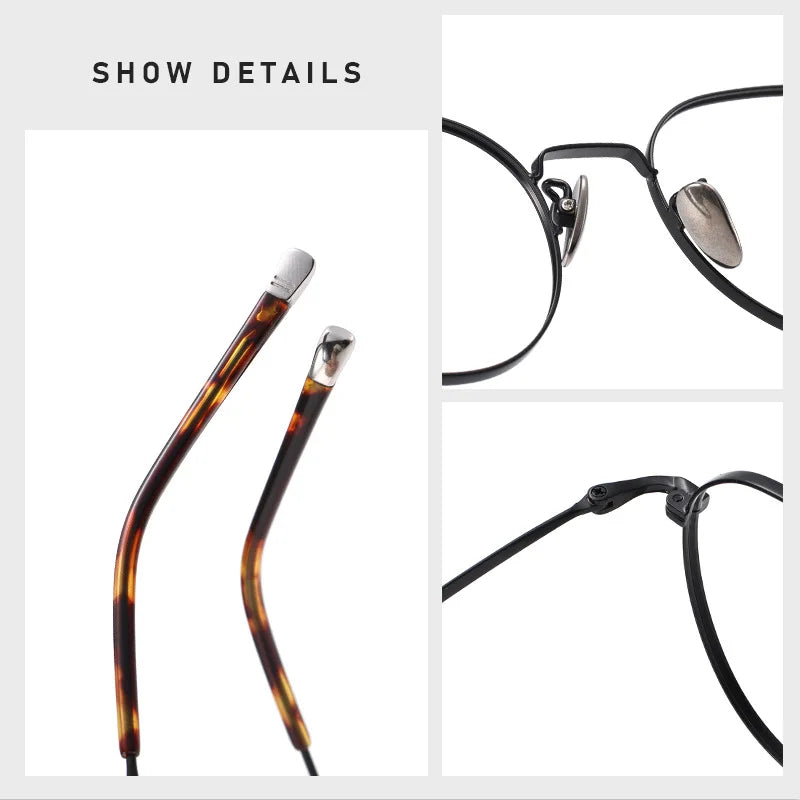 FIRADA Fashionable Comfortable Glasses Luxurious Round Titanium Eyewear Prescription Eyeglasses Frames For Men Women 118001-C