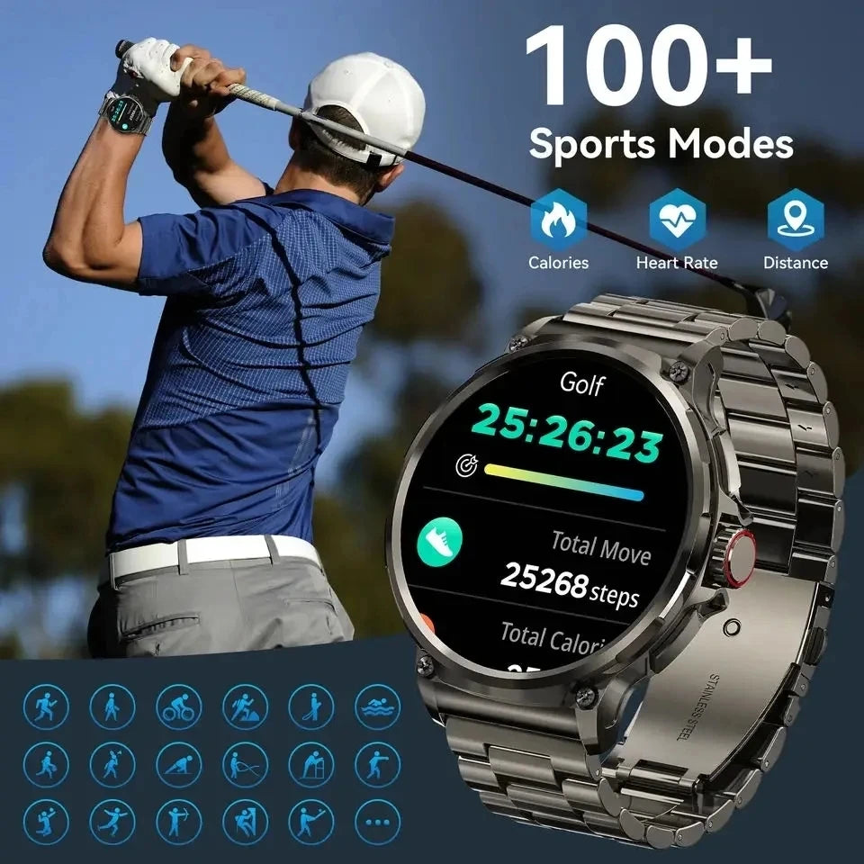 710mAh Bluetooth Call Smart Watch Men Sports Fitness Watches 1.85"HD Health Monitor Waterproof Smartwatch Men For Holiday Gifts