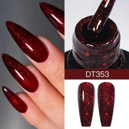 7ML Wine Red Gel Nail Polish Christmas Red Glitter Semi Permanent Varnish Nail Supplies Soak Off UV LED Nail Art Gel Polish DIY