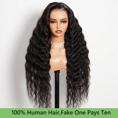 Bye Bye Knots Natural Curly Wave 13x6 Lace Frontal Human Hair Wigs Glueless Wear and Go Deep Pre-Plucked Bleached Knots Arabella