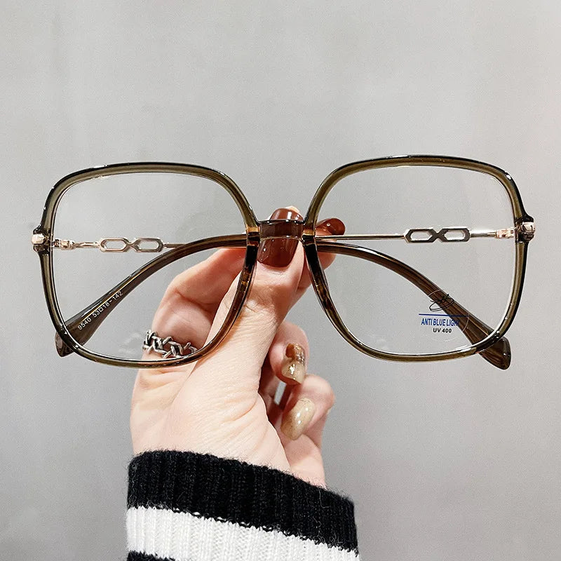 Big Square Shape Women's Glasses frame Korean Stylish Blue Light Blocking Eyeglass Frames TR90 Material Decorative Glasses