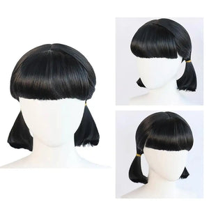 For Squid Game 2 Younghee Wig, Dual Ponytails Cosplay Wig with Straight Bangs for Kids, Synthetic Hair for Halloween Costume