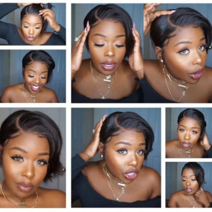 Short Pixie Cut Straight Bob Wig 13x4 Lace Front Human Hair Wigs Pre plucked Pixie Cut Transparent Lace For Women Natural Color