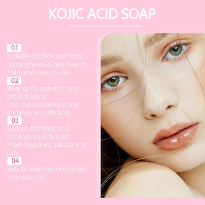 Hanchobit Kojic Acid Soap Dark Spot Remover for Face Cleaning Smooth Facial Skin Lightening Turmeric Kojic Brightening Soap 100g