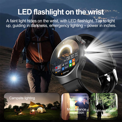2025 New Outdoor Smartwatch Smart Watch Men Sports Fitness Model 1.53 HD AMOLED Screen LED Flashlight IP67 Waterproof Smartwatch