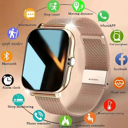 LAXASFIT 2025 New Smart Watch Bluetooth Talk Full Touch Screen Heart Rate Monitor Sports Fitness Smart Watch Men Women Gift