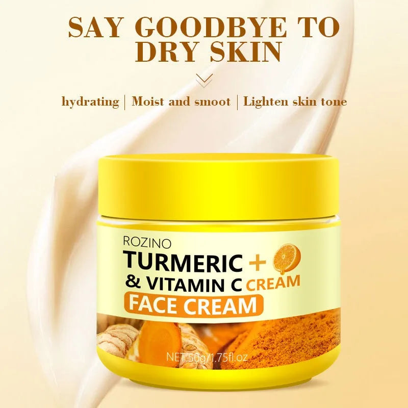 Turmeric VC Cream Smooths Wrinkles Collagen Hyaluronic Acid Improves Dull and Dry Skin Oil Control Moisturizing Cream 60g