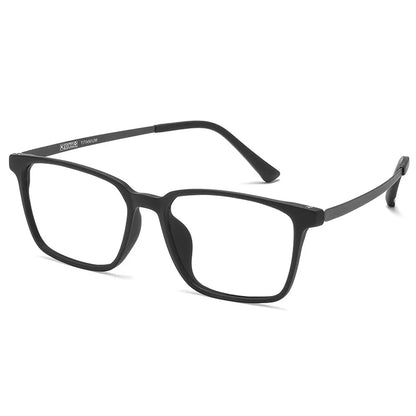 NYWOOH Men Pure Titanium Glasses Rims Ultra-light TR90 Frame Spectacles Retro Double Color Square Eyeglasses With Elastic Legs