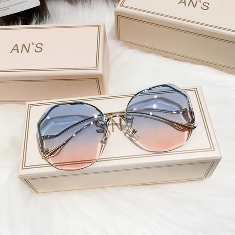 Square Sunglasses Woman Fashion Rimless Gradient Sun Glasses Brand Designer Sunglasses for Women Очки Солнечные Женские Очки