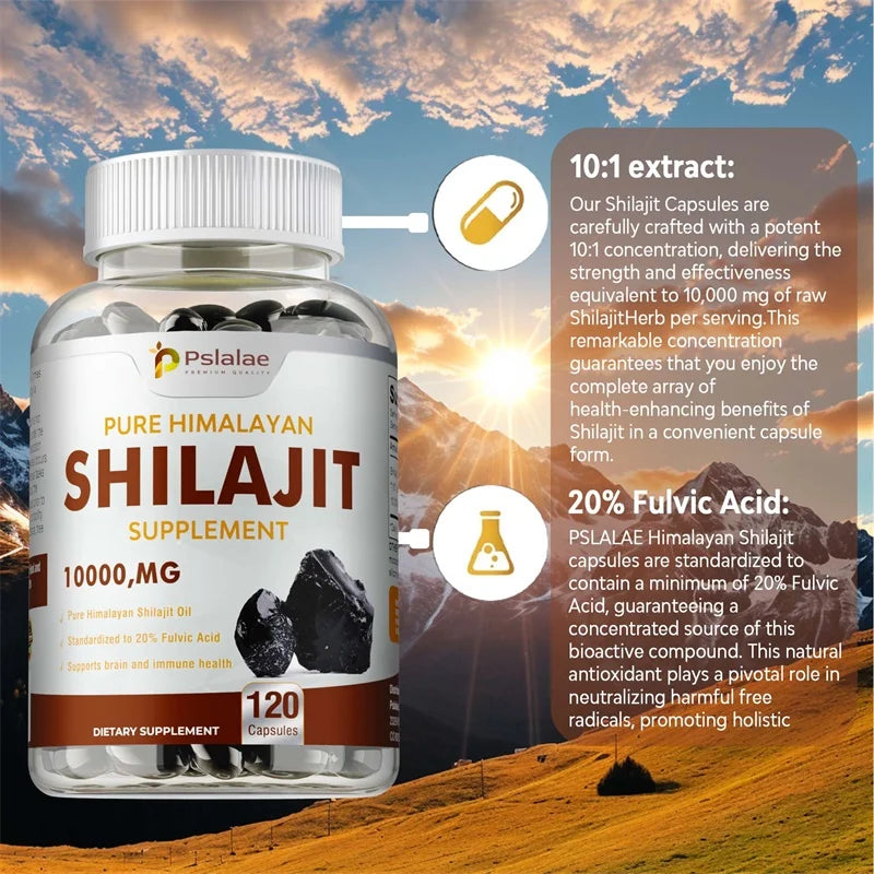 Shilajit Supplements - Supports Brain Health, Improves Cognitive Function, Enhances Memory & Concentration, and Boosts Immunity