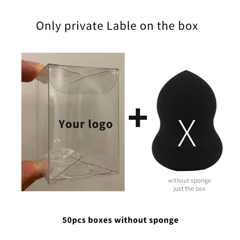 Custom Your Logo Cosmetics Beauty Sponge Latex Free and Vegan Makeup Black Sponge Set  Powder Cream Liquid Application with Box