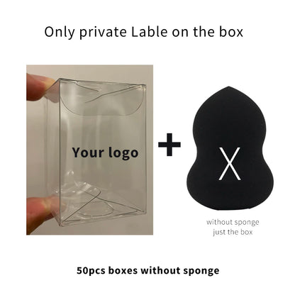 Custom Your Logo Cosmetics Beauty Sponge Latex Free and Vegan Makeup Black Sponge Set  Powder Cream Liquid Application with Box