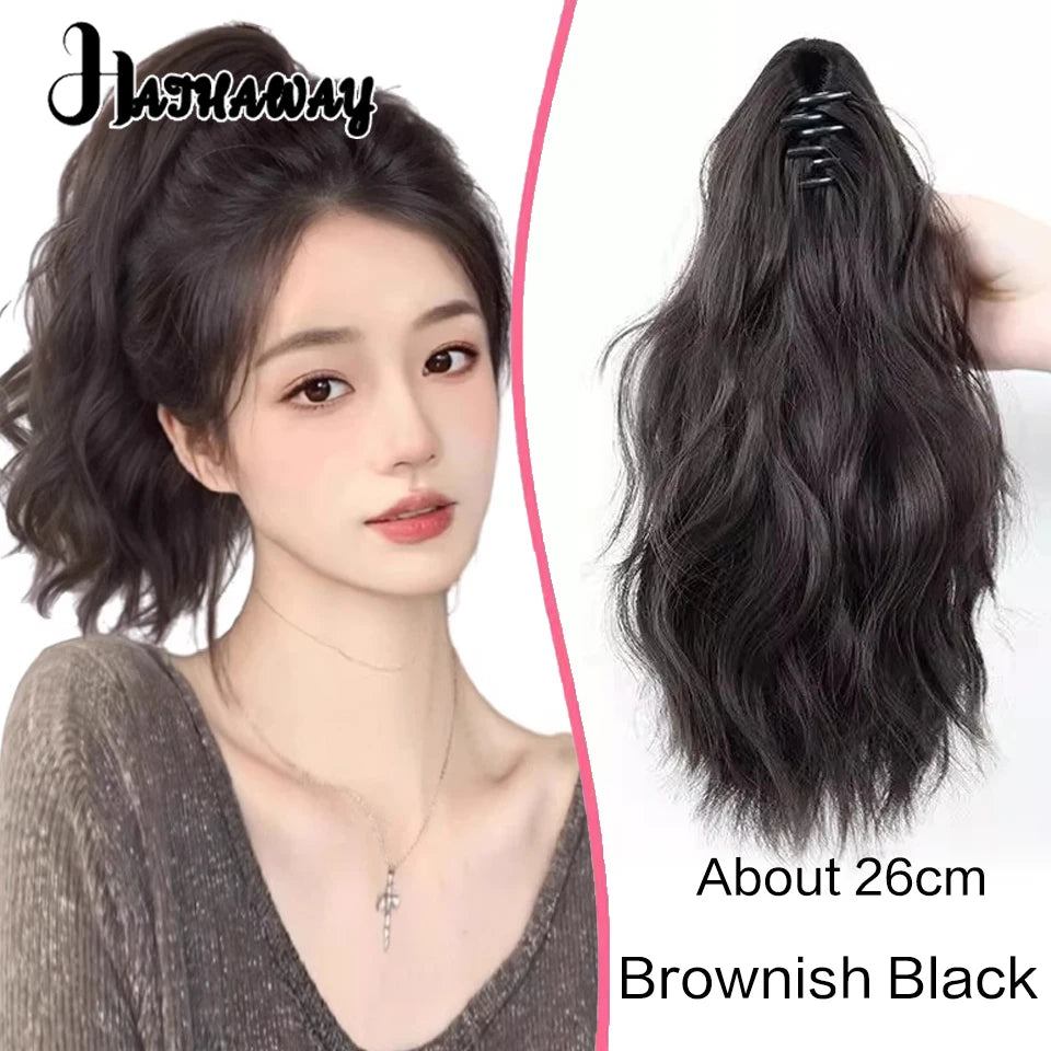 14 Inch Wavy Long Curly Hair Strap-type Pear Flower Curly Wig Ponytail Female Synthetic Fluffy Natural Shopping Commuting Wear