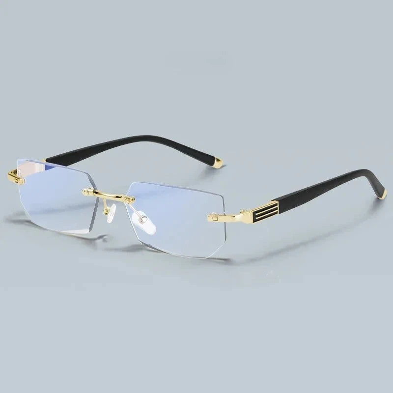 Men Blue Light Blocking Reading Glasses Women Dimond Cutting Rimless Eyeglasses Frame Anti Fatigue Hyperopia Presbyopic Eyewear