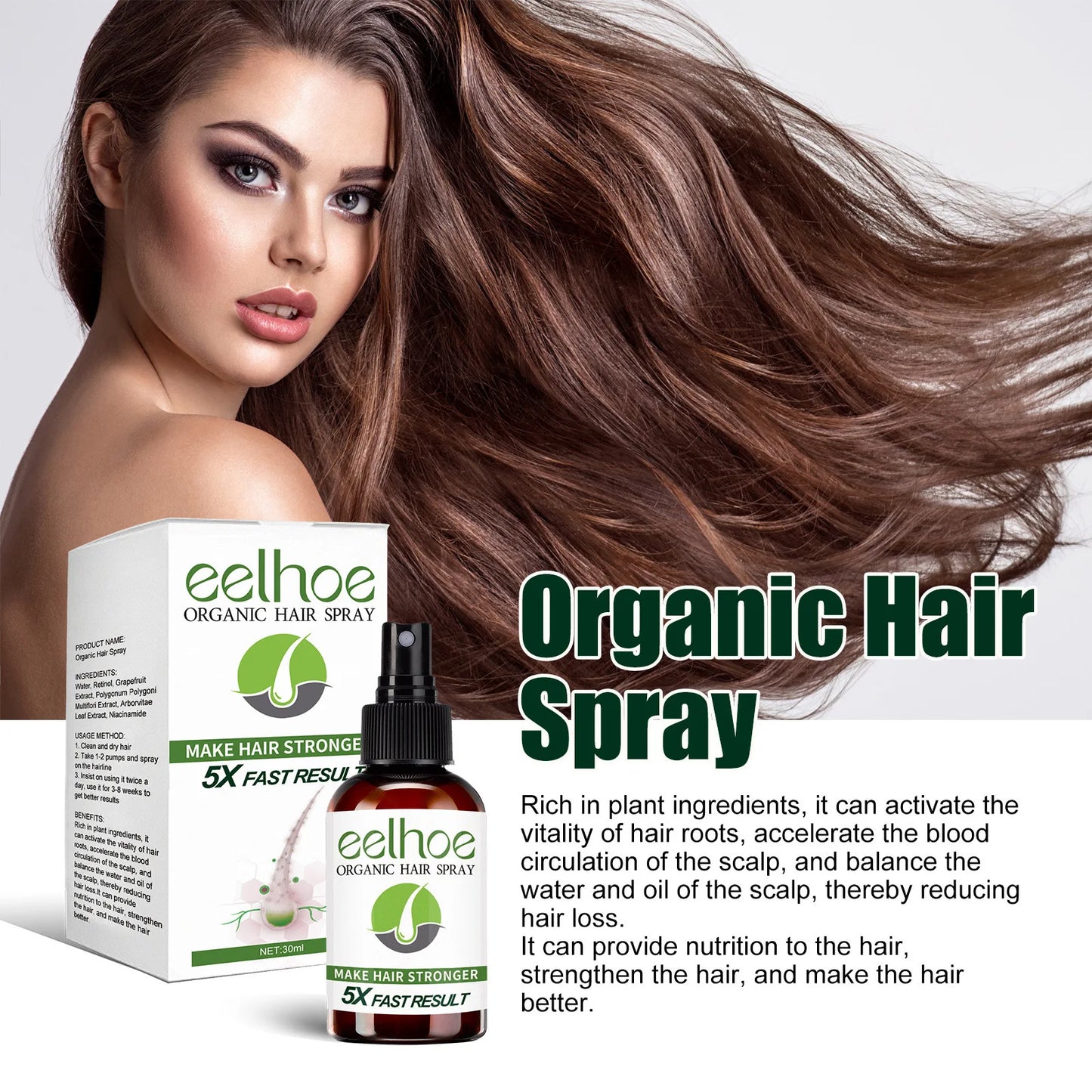 Hair Fast Growth Serum Spray Prevent Baldness Anti Loss Promote Thicker Nourishing Follicles Repair Scalp Dry Hair Grow Liquid