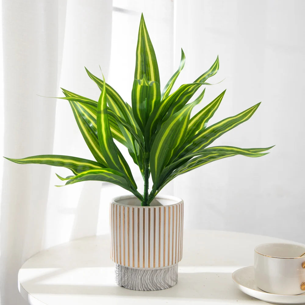 36cm Artificial Aloe Vera Leaf Plastic Agave Fake Chlorophytum Comosum Outdoor Plant Wall Grass For Home Garden Festival Decor