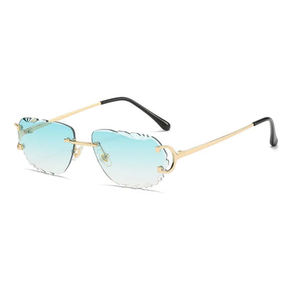 Retro Sunglasses For Men And Women High-End Frameless Fashion UV400 Irregular Cut Lenses Women Sun Glasses