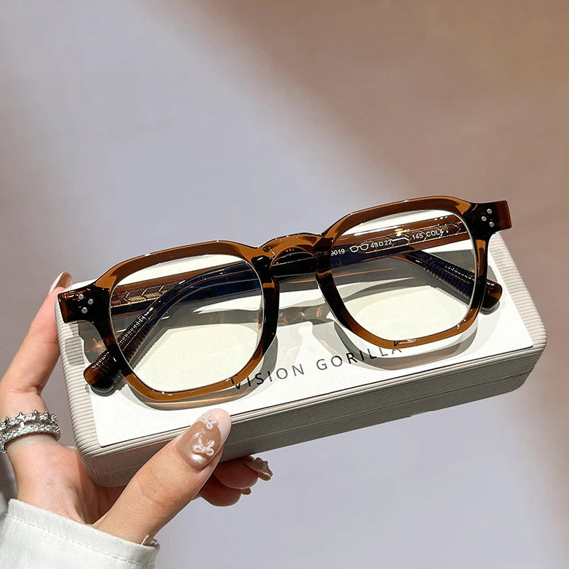 Classic Vintage Glasses Frame Men Women Ultralight TR90 Square Spectacles Frame Anti Blue Light Optical Eyeglasses