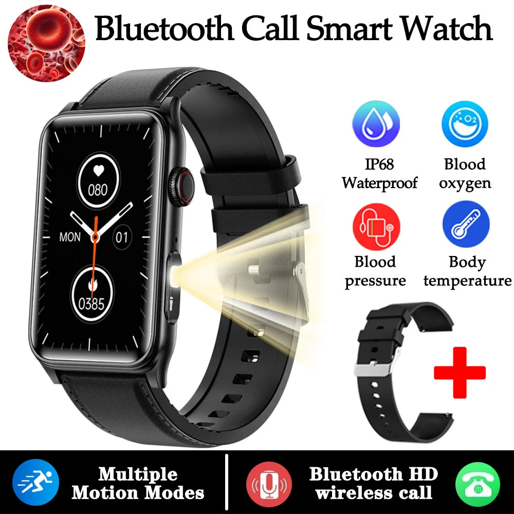 2025 New Smart Watch Men ECG+PPG Blood Pressure Blood Oxygen Health Monitor Sport Fitness AI Vocie BT Call Flashlight Smartwatch