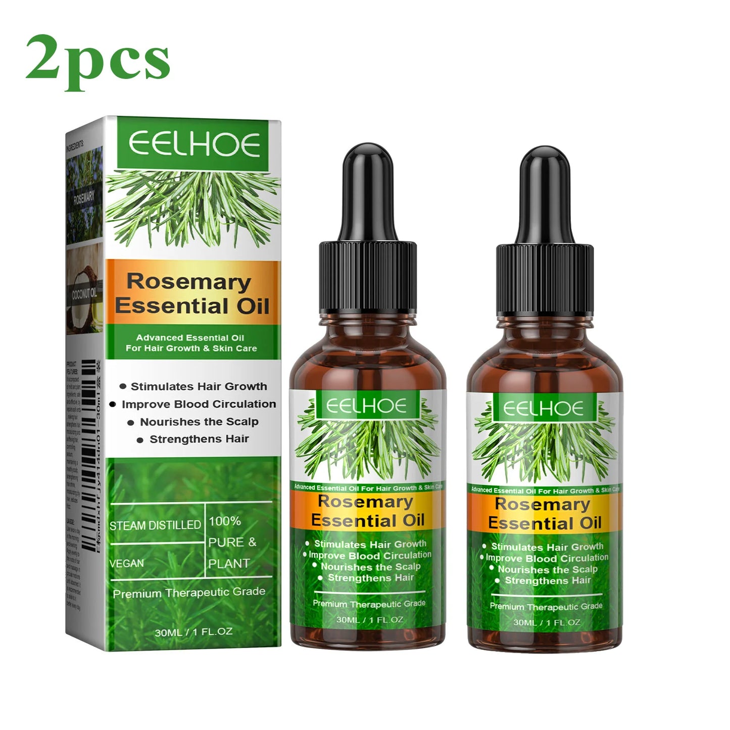 EELHOE Rosemary Essential Oil Nourishes Repairs Improves Frizz Prevents Hair Loss Eliminates Itching Thinning Damaged Hair Care