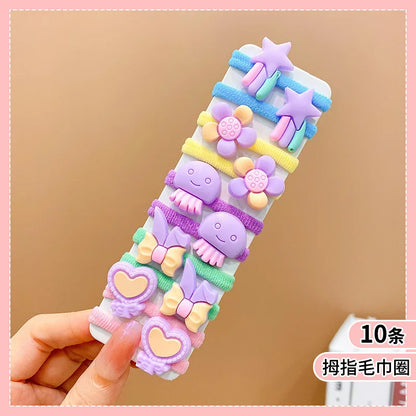 10Pcs/Set Fashion Cute Children's Rubber Band Girl's Hair Ties High Elastic Durable Hair Accessories Do Not Hurt Hair Scrunchie