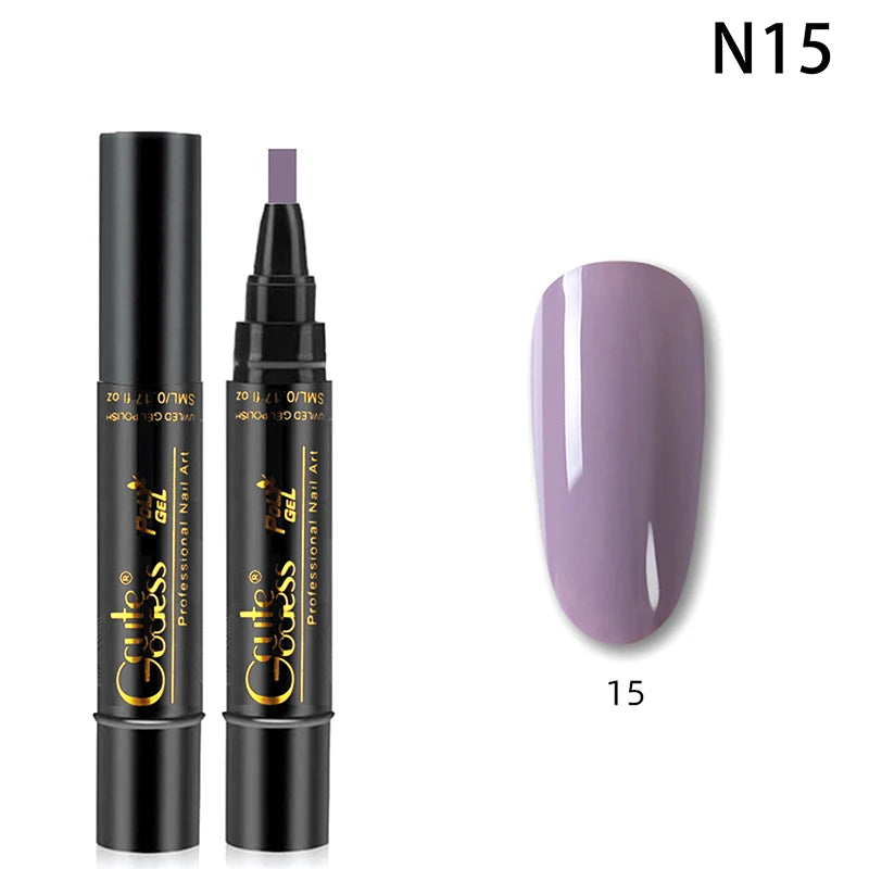 1 Pcs Pure Color Gel Nail Polish Pen For Nails Art Gel Semi Permanent Base Top Coat UV Gel Varnish Hybrid Neon Nail Polish