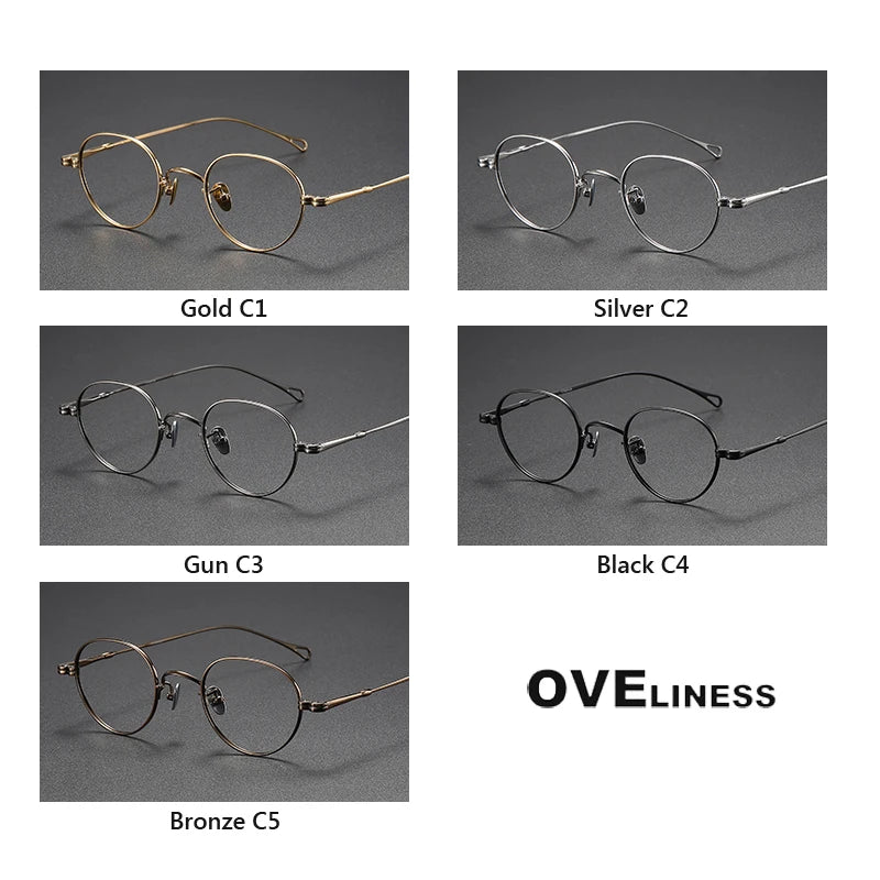 Pure Titanium Glasses Frame men Women Vintage Round Brand Design Eyeglasses Frame male New Titan Eyewear High Quality spectacles