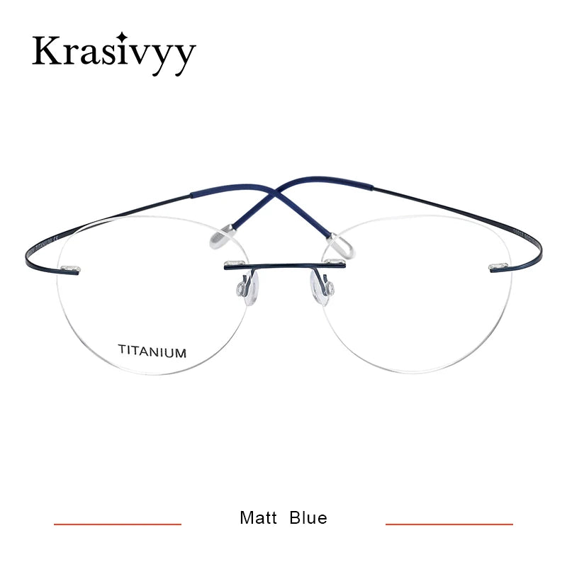 Krasivyy Round Rimless Glasses Frame Men Ultralight Myopia Prescription Eyeglasses Women Vintage Pure Titanium Optical  Eyewear