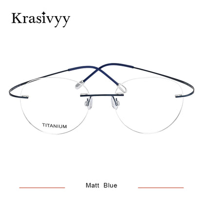 Krasivyy Round Rimless Glasses Frame Men Ultralight Myopia Prescription Eyeglasses Women Vintage Pure Titanium Optical  Eyewear