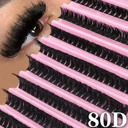10 Rows Cluster Lashes Individual 40D Thickness Mixed Length 8-16mm D Curl Natural&Anime Look Individual Lash Clusters 3D Effect