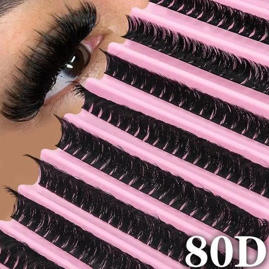 10 Rows Cluster Lashes Individual 40D Thickness Mixed Length 8-16mm D Curl Natural&Anime Look Individual Lash Clusters 3D Effect