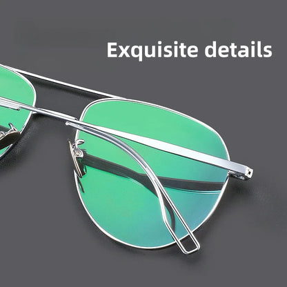 FIRADA New Fashionable Comfortable Pilot Glasses Retro Double Beam Pure Titanium Prescription Eyewear Frames For Men 061-C