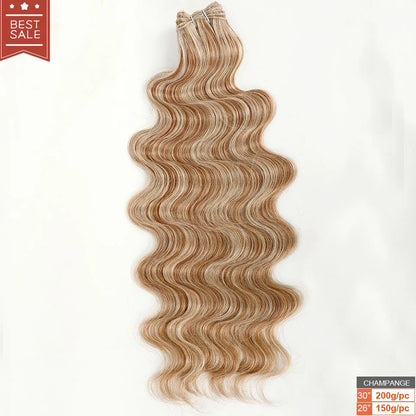 Magicae 30Inches 200 Grams Long Synthetic Hair Weave Ombre 27/ 613 Blond Brown Hair Extensions Body Wave Ponytail Hair Bundles