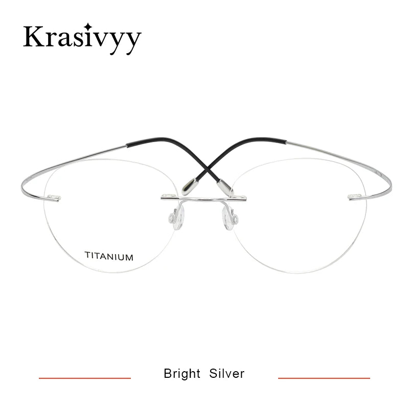 Krasivyy Round Rimless Glasses Frame Men Ultralight Myopia Prescription Eyeglasses Women Vintage Pure Titanium Optical  Eyewear