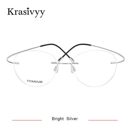 Krasivyy Round Rimless Glasses Frame Men Ultralight Myopia Prescription Eyeglasses Women Vintage Pure Titanium Optical  Eyewear