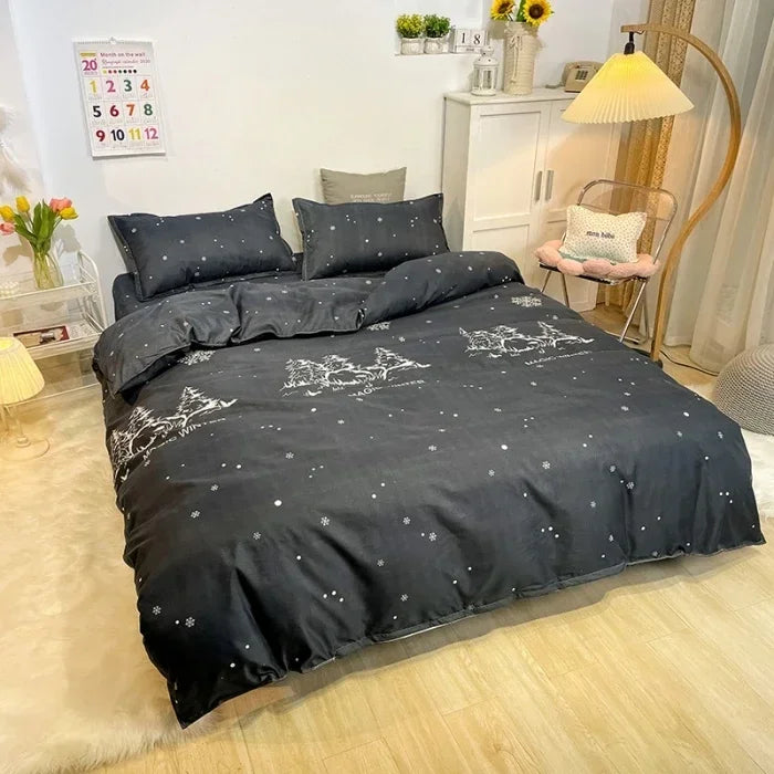 New Comfortable Soft Skin-friendly Cotton Aloe Vera Cotton Four-piece Set Active Cotton Bedding Sheet Quilt Cover