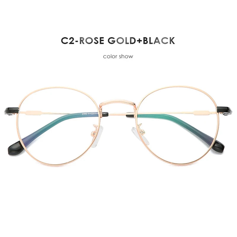 Full Rim Optical Eyeglasses Frame with Magnetic Clip-on Alloy Glasses Optical Prescription Spectacles Eyewear 2062